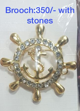Ship Wheel With Stones Broach For Coat