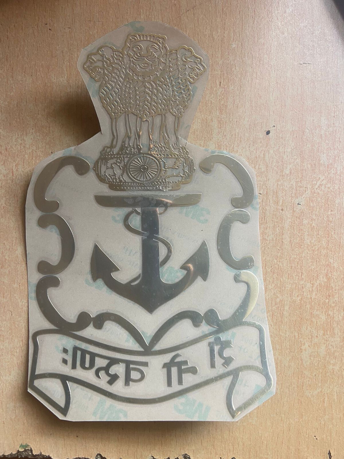 Metal Stickers Navy Golden Finish “3M Quality “—6” Size