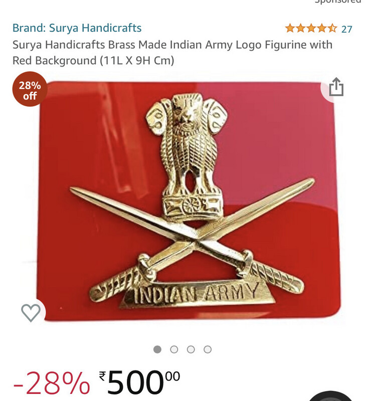 Indian Army Logo With Red Acrylic Board