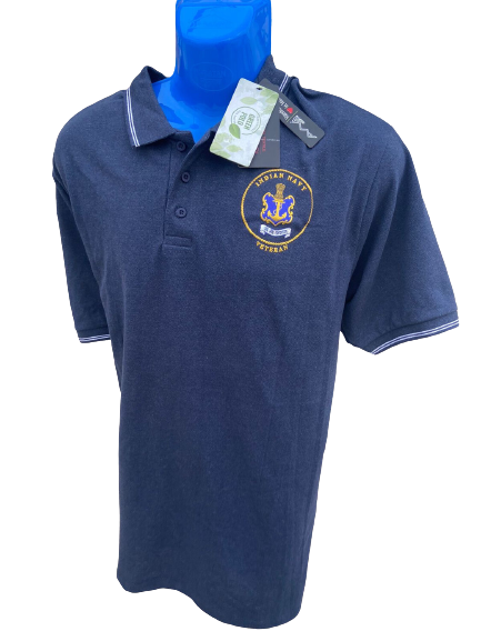T  SHIRT Indian Navy Veteran (Navy Blue) Pure Cotton