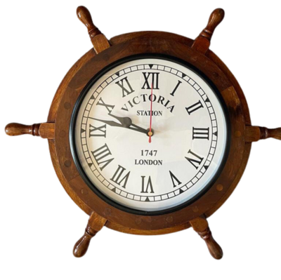 Ship Wheel With Wall Clock