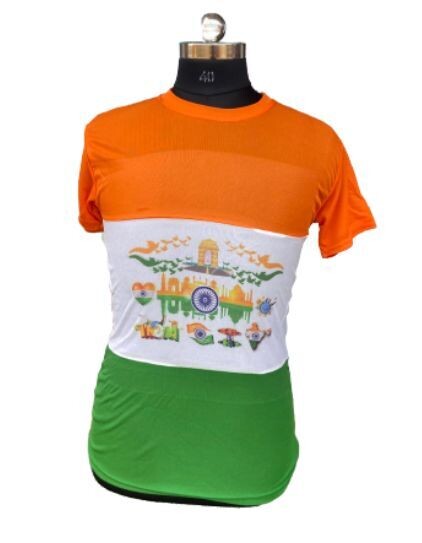 Tricolour Tshirt with Indian symbols