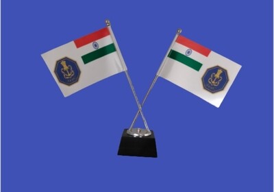 Navy Flag pair  Steel Rods Ht: 12 inches