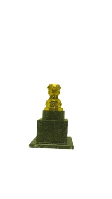 Brass Ashoka Stumbh With Wooden Base 7 Inches