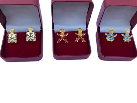 Triservices Original Cufflink Set Of 2 Pcs Golden Finished