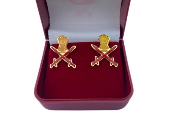 Triservices Original Cufflink Set Of 2 Pcs Golden Finished