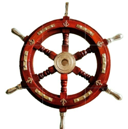  BRASS HANDLES SHIP STEERING WHEEL