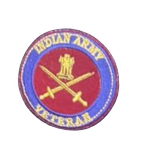 Indian army Veterans Embroidered Badge With Velcro Pad Back Side