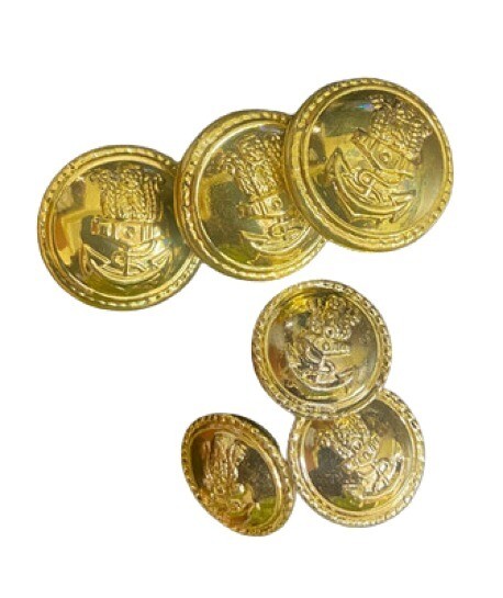 Navy No.2 Buttons For Blazer Golden Finish 12 Pcs(6 Big+6 Small)