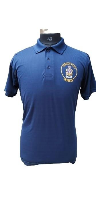 T SHIRT NAVY collar (Navy Blue) PURE COTTON