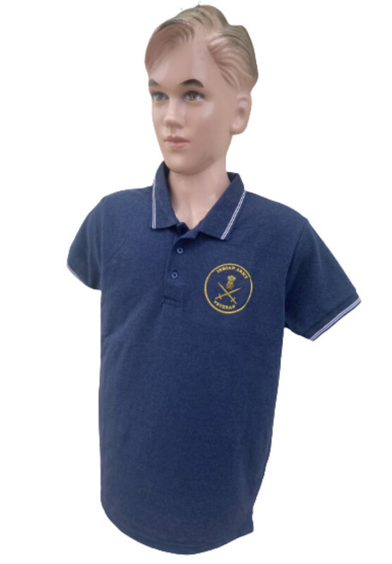T SHIRT ARMY (Navy Blue) collar PURE COTTON