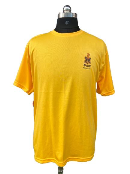 T SHIRT NAVY Round Neck (Golden Orange)