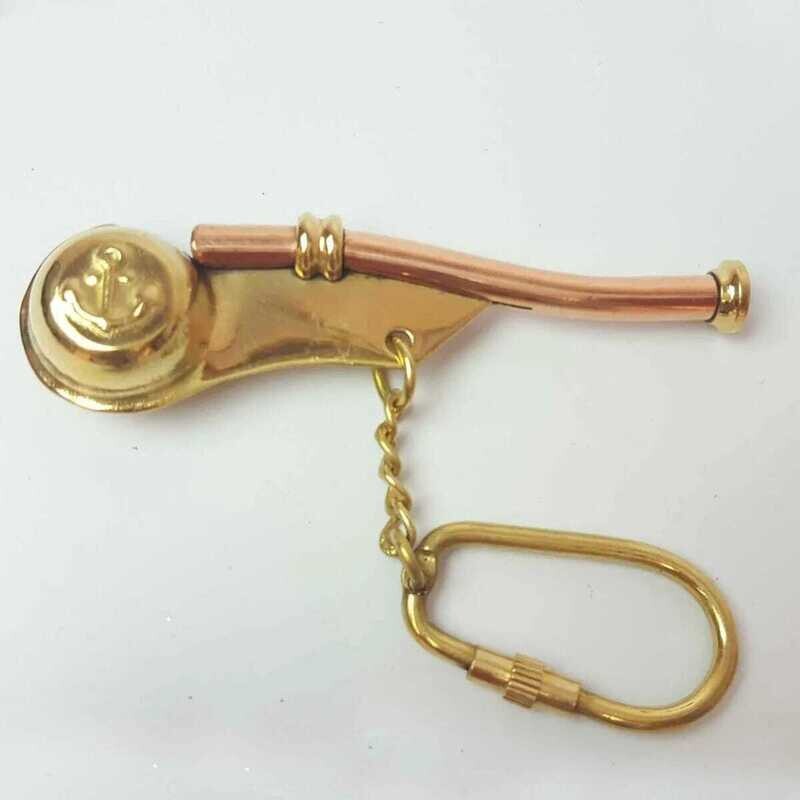 Boatswain /Bosun Pipe ( Pure Brass&amp; Copper Made) Key Chain