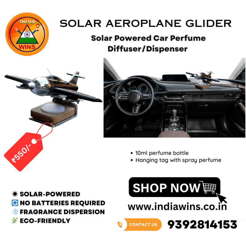 AEROPLANE GLIDER - Solar Powered Car Perfume Diffuser/Dispenser