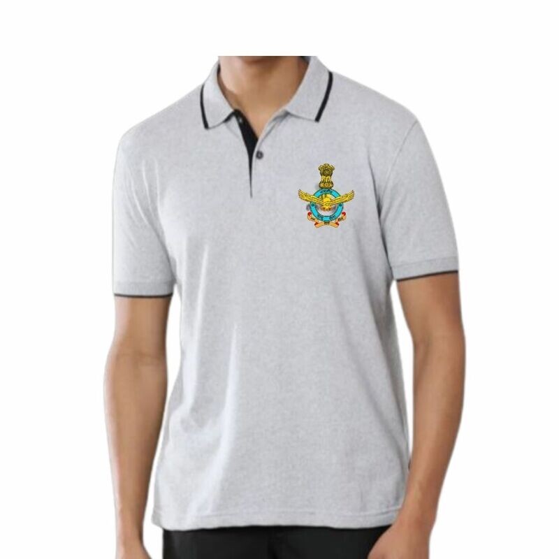 T SHIRT IAF premium collar (Grey) pure cotton