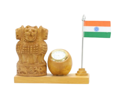 Pen stand with Ashoka stumbh &amp; flag