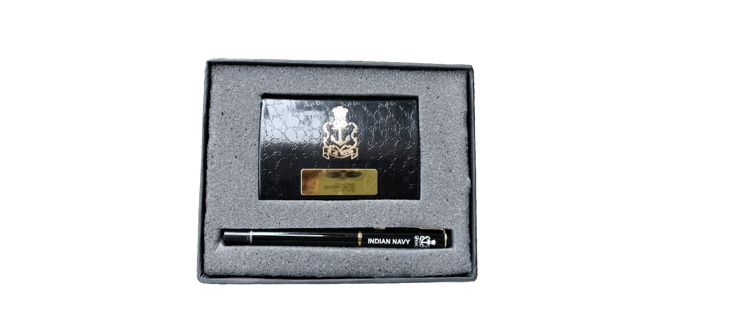Defence magnetic Card holder with metal premium ball pen
