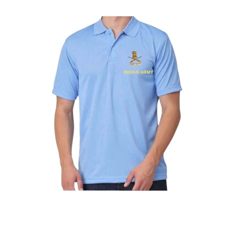 T SHIRT (Dry fit) NAVY collar (Sky Blue)