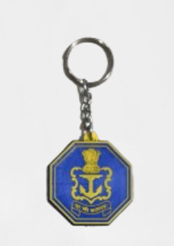 Navy Octagon Crest Silicon Key Chains