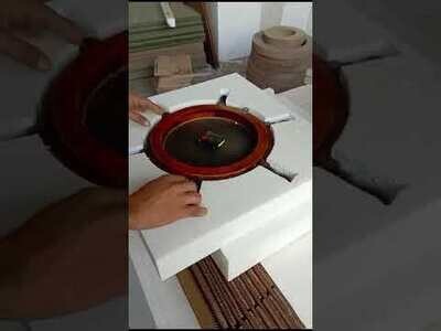 Indian Navy wooden wall clock with steering wheel