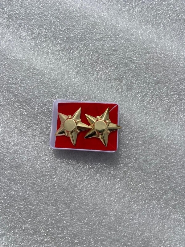 Golden brass rank ⭐ stars pair