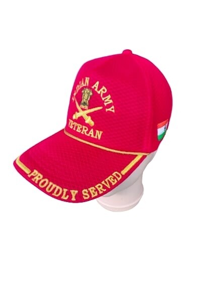 Indian Army veteran proudly served cap red