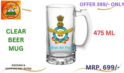 Beer mugs glass material defence logo