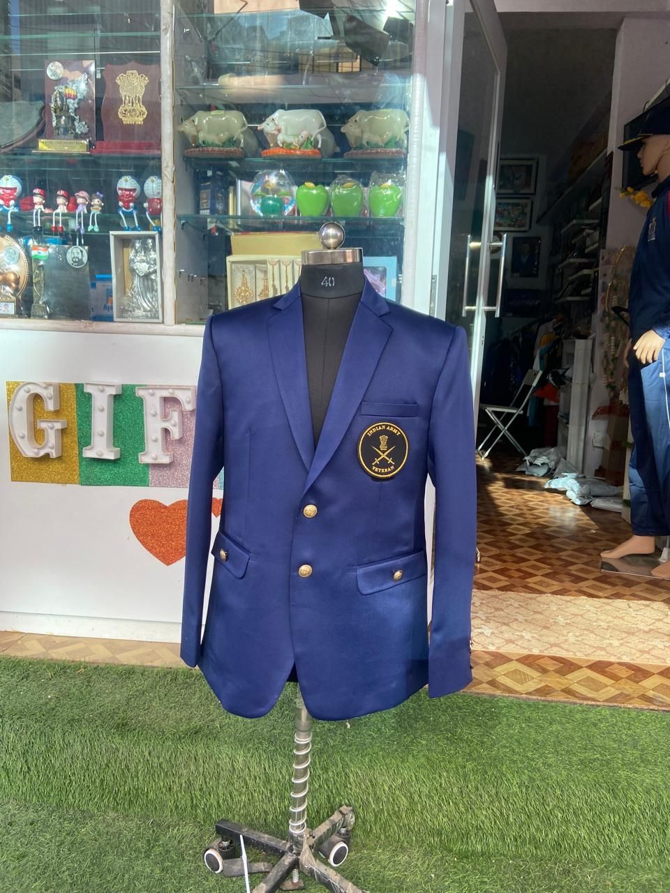 Army Premium Blazer Dark Blue Satin Smooth
