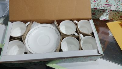 Designer tea cups with gold line
