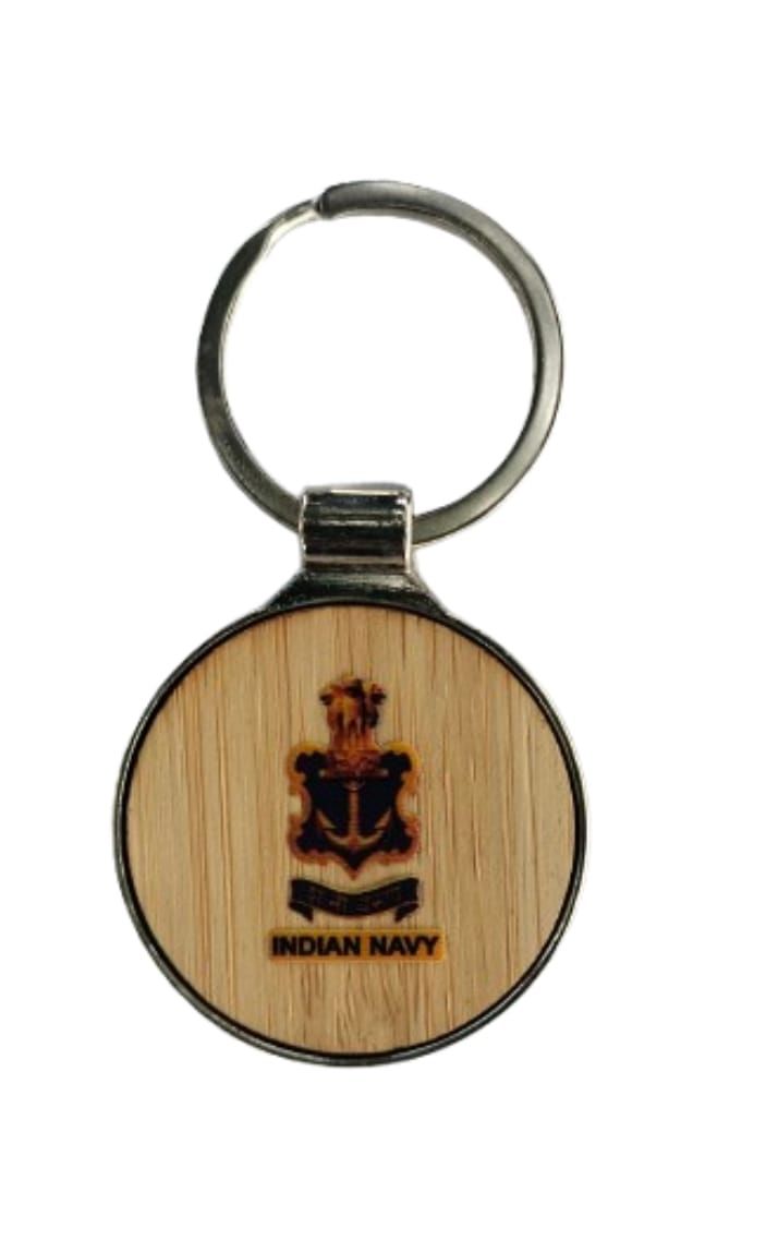 Indian Navy metal and bamboo key ring/chain