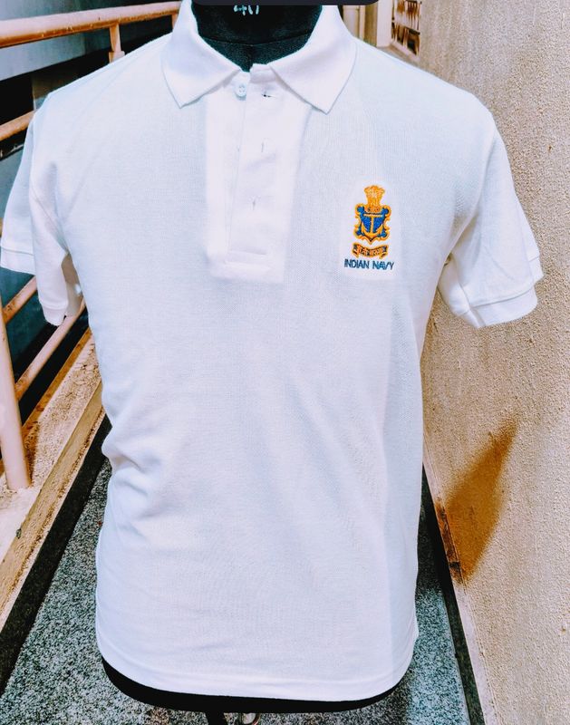 Navy white pure cotton t shirt premium