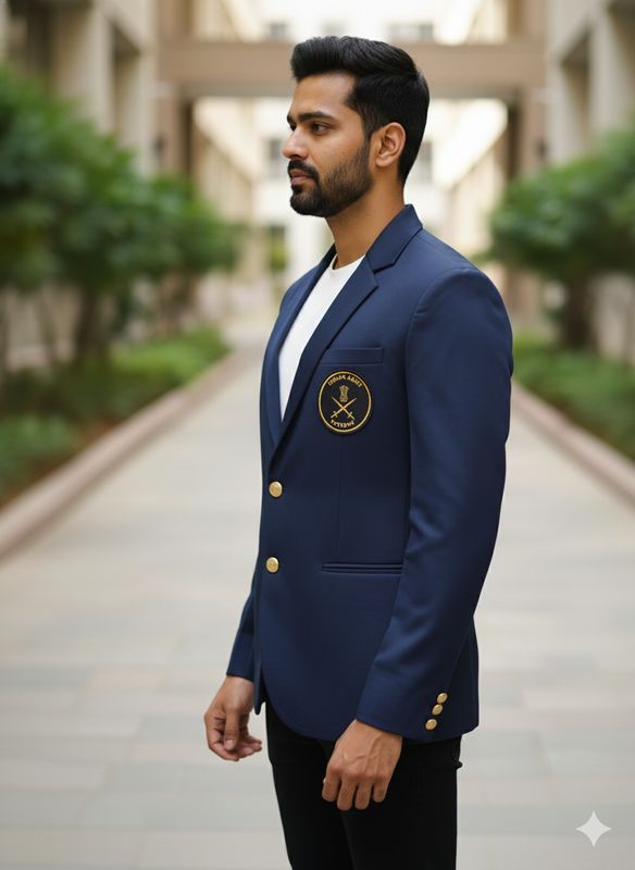 Army Premium Blazer Dark Blue Satin Smooth