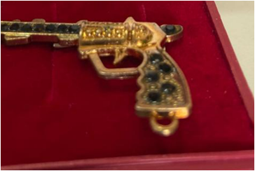 PISTOL LAPEL PIN WITH STONES