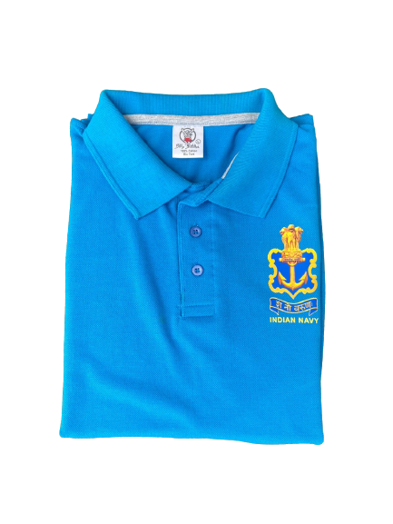 T SHIRT NAVY collar (Light Blue)