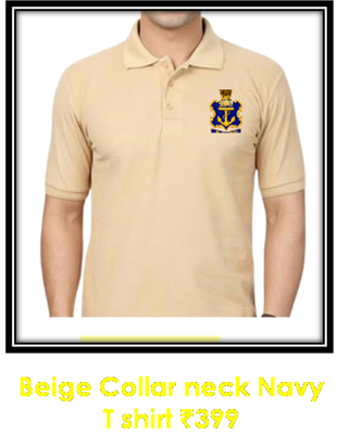T SHIRT (Dry fit) NAVY collar (Beige)