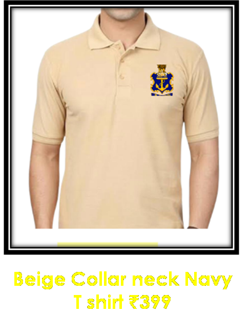T SHIRT (Dry fit) NAVY collar (Beige)