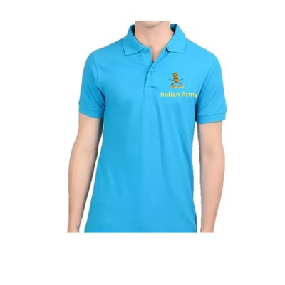 T SHIRT NAVY collar (Sky Blue) pure cotton