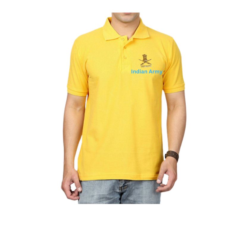 T SHIRT ARMY (Golden Orange) collar pure cotton