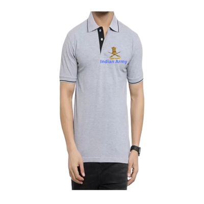 T SHIRT (Grey) collar pure cotton