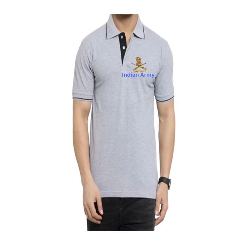 T SHIRT (Grey) collar pure cotton