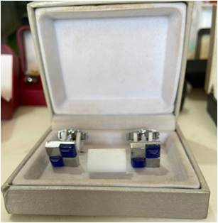 Navy Cufflink Set of 2 (Silver Blue)