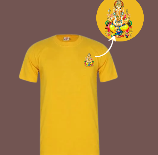 T SHIRT Ganesh Chathurthi Special Round Neck (Golden Yellow)