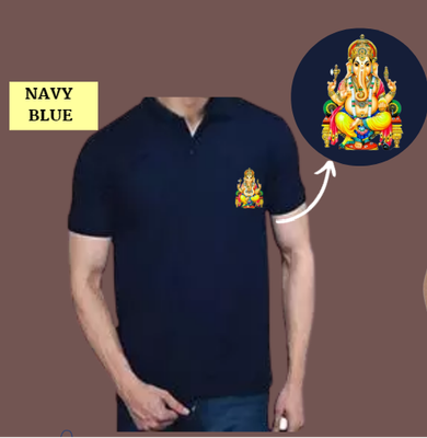 T SHIRT Ganesh Chathurthi special (Navy Blue) PURE COTTON