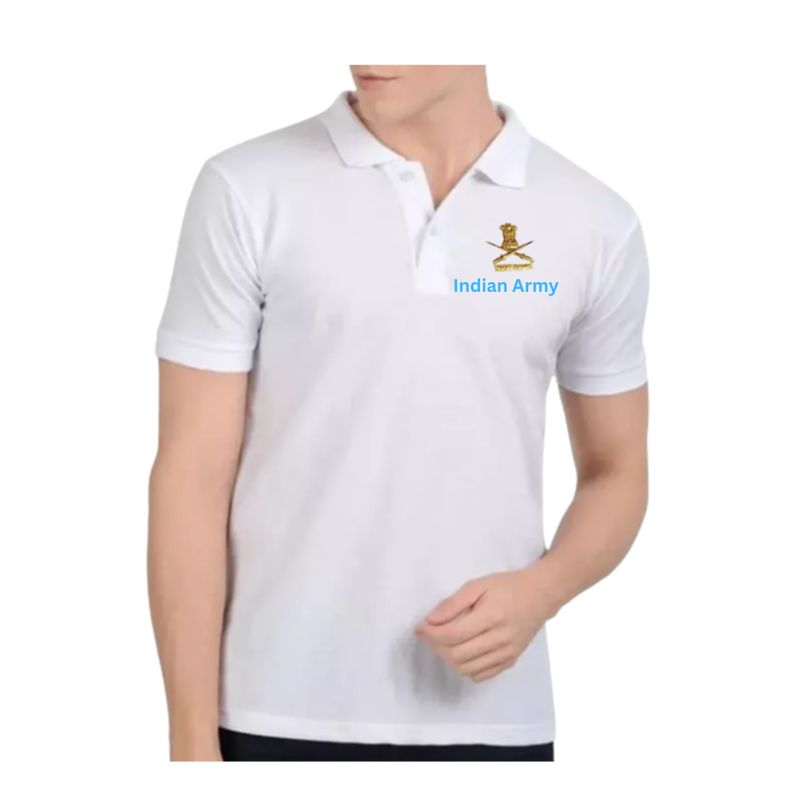 T SHIRT (White) collar pure cotton