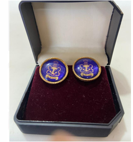 Navy Cufflink Set of 2 (Round)