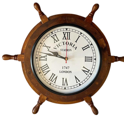 Ship Wheel With Wall Clock