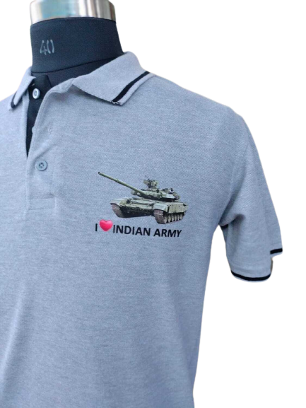 T SHIRT INDIAN ARMY collar (Sky Blue)