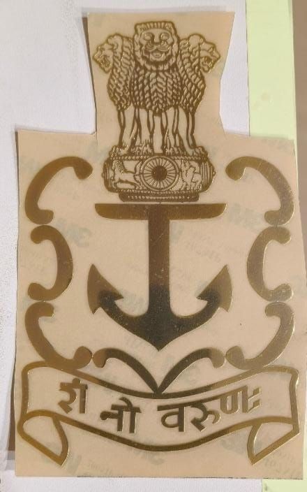 Metal Stickers Navy Golden Finish “3M Quality “—6” Size