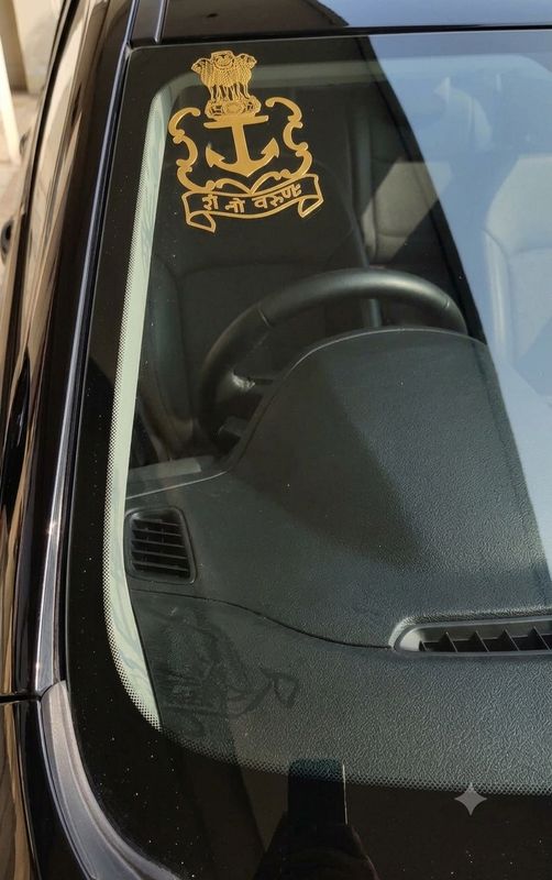 Metal Stickers Navy Golden Finish “3M Quality “—6” Size FOR DOORS/CARS/VEHICLES
