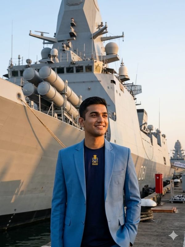 Round neck Navy blue pure cotton t shirt